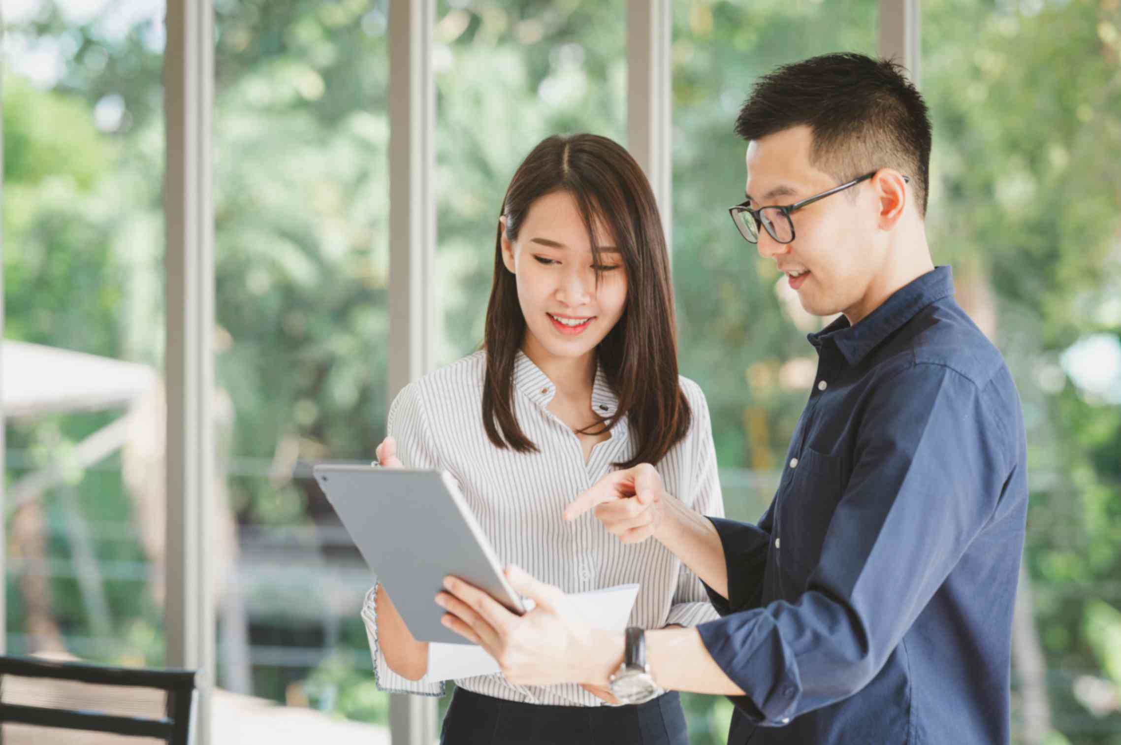 Team members discussing project